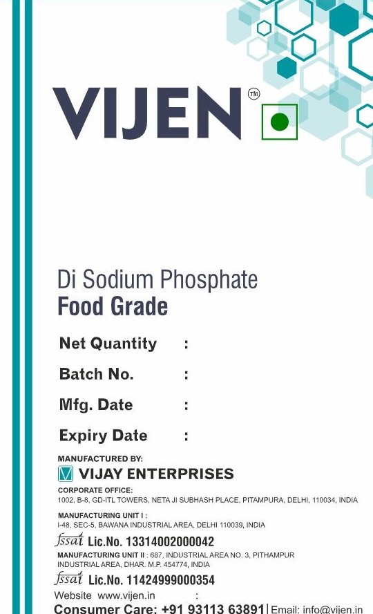 Approved VIJEN packaging artwork for Di Sodium Phosphate