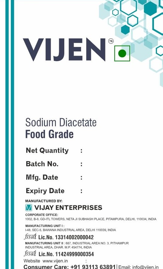 Approved VIJEN packaging artwork for Sodium Diacetate