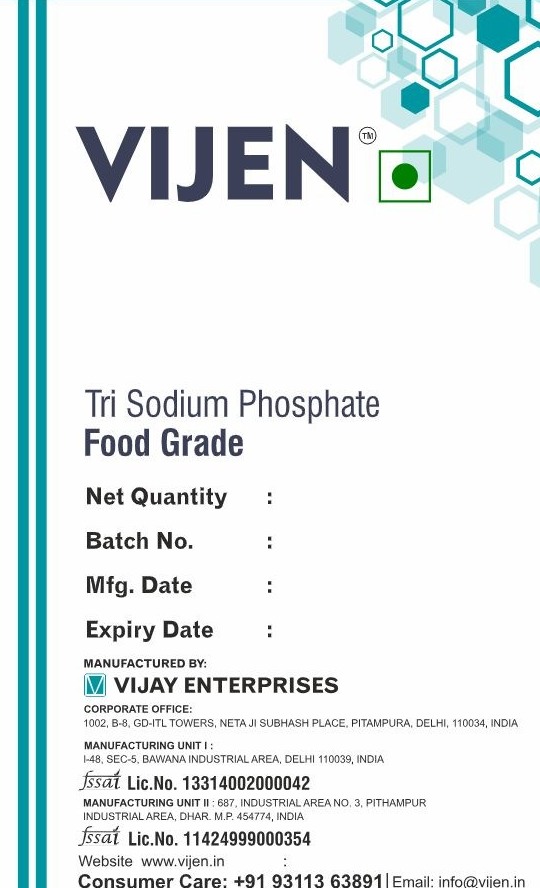 Approved VIJEN packaging artwork for Tri Sodium Phosphate