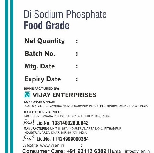 Di Sodium Phosphate packaging label