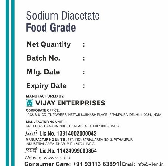 Sodium Diacetate packaging label