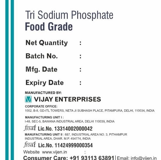 Tri Sodium Phosphate packaging label